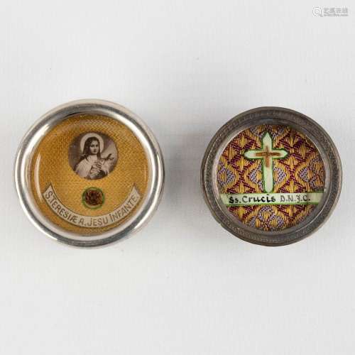 Two sealed Theca's with relics: S. Cruxis D.N.J.C. and Thérè...