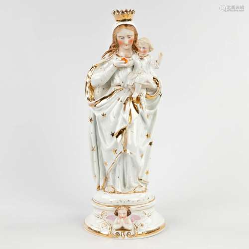 A large Madonna with child, Vieux Bruxelles porcelain, circa...