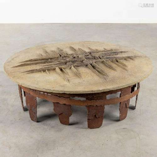 Pia MANU (XX) 'Round Coffee Table' on a metal base. 20th C. ...