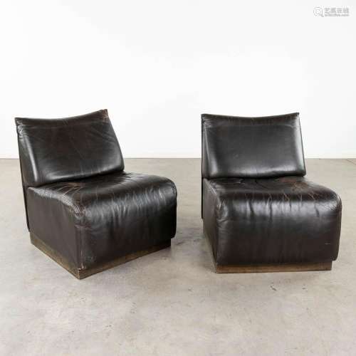 A pair of mid-century black leather relax chairs, Jori, Belg...