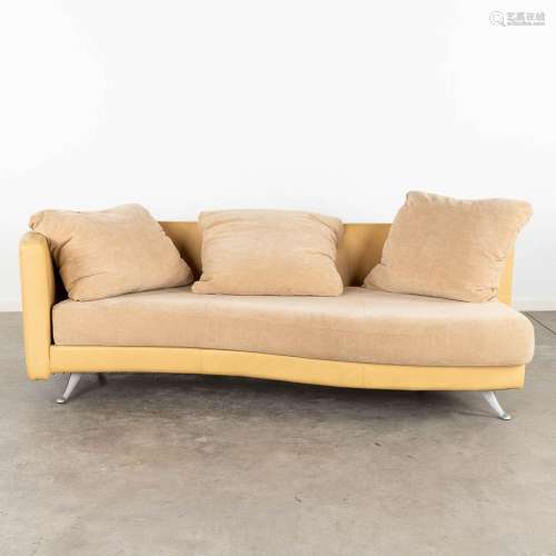 Rolf Benz, a leather and fabric sofa. (D:104 x W:210 x H:67 ...