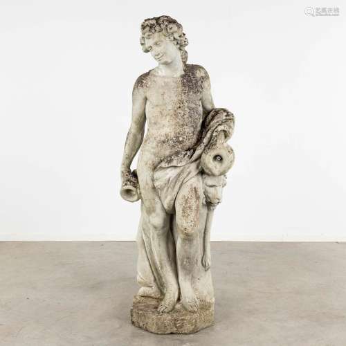 A large garden figurine of Bacchus, concrete, 20th C. (D:56 ...