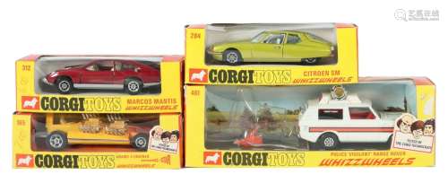4 Modellautos Corgi Toys, London, vca. 1970er Jahre, M: 1:43...