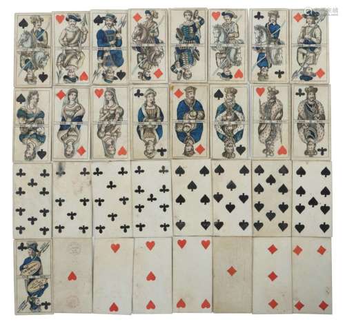 Kartenspiel 1839, 32 Blatt: 16 x Figuren-Karten: 8 x Bube, 4...