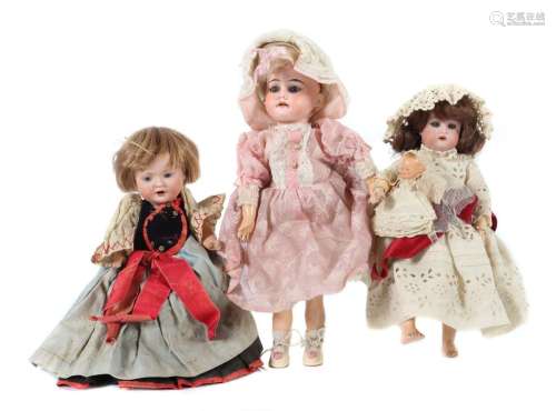 3 Puppen ca. um 1920, 1 x Baehr & Proeschild, Porzellank...