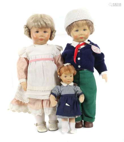 3 x Puppen Käthe Kruse, ab 1960er Jahre, Kunststoff-Köpfe, 1...