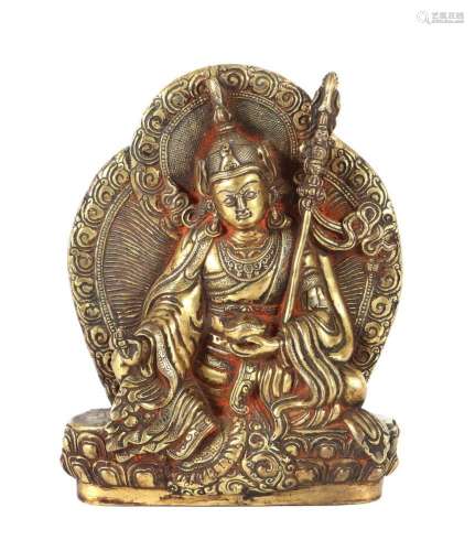 Guru Rinpoche Indien/Nepal, 2. Hälfte 20. Jh., Bronzeguss, g...