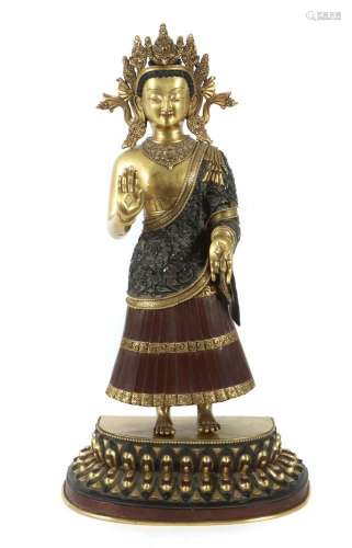 Dipankara Buddha Nepal/Tibet, 2. Hälfte 20. Jh., Bronze/pati...