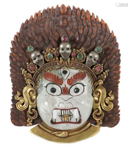 Bergkristallmaske eines Mahakala Tibet/Nepal, 2. Hälfte 20. ...