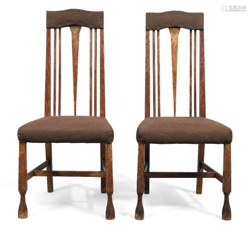 Arts & Crafts<br />
<br />
Pair of side chairs, circa 19...