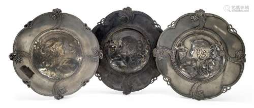 WMF<br />
<br />
Three plates each decorated with the head o...