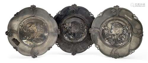 WMF<br />
<br />
Three plates each decorated with the head o...