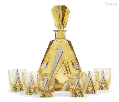 Art Deco glass<br />
<br />
Art Deco Czech glass decanter an...