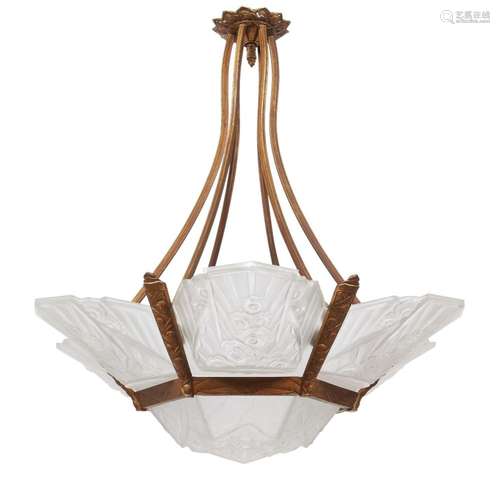 Jean Gauthier<br />
<br />
Art Deco ceiling light or chandel...