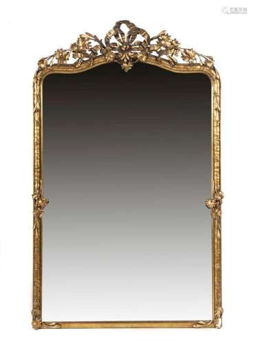 Großer Spiegel mit Zierschleife 19. Jh., goldfarbener Wand- ...