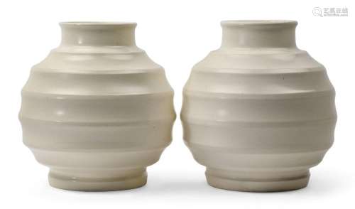 Keith Murray (1892-1981) for Wedgwood<br />
<br />
Two white...