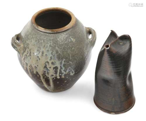 Studio Pottery<br />
<br />
Pinched top tenmoku glaze earthe...