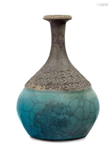 Studio Pottery<br />
<br />
Turquoise crackle glaze raku vas...