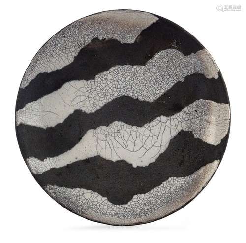 Studio Pottery<br />
<br />
Raku dish in black and white<br ...