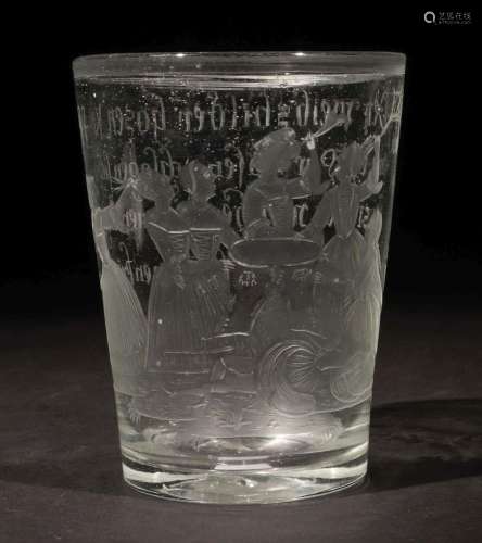 Glasbecher mit Schliff wohl Böhmen, um 1800, farbloses Glas,...