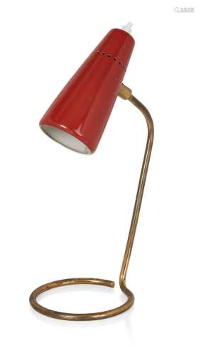 Stilnovo<br />
<br />
Table lamp, circa 1950<br />
Brass, en...