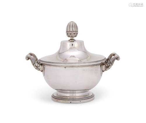A FRENCH SILVER SOUP TUREEN AND COVER