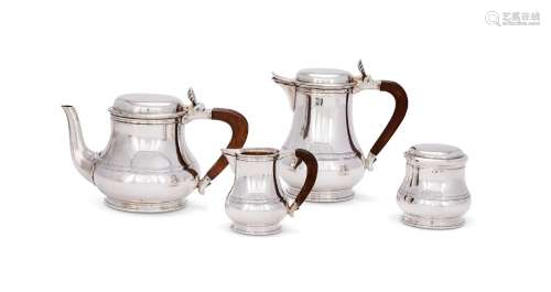 A FRENCH SILVER COLOURED FOUR PIECE BALUSTER TEA AND COFFEE ...