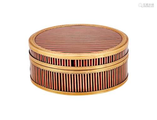 【Y】A GOLD MOUNTED AND TORTOISESHELL CYLINDRICAL BOX