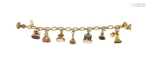 A MID 20TH CENTURY FRENCH BRACELET SUSPENDING VARIOUS 19TH C...