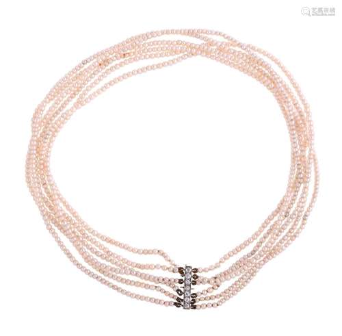 A SIX ROW SEED PEARL NECKLACE