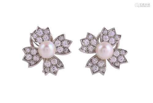 TIFFANY & CO., FLORET FLOURISHES, A PAIR OF DIAMOND AND ...