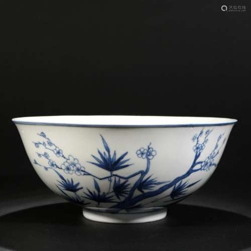 blue and white flower bowl