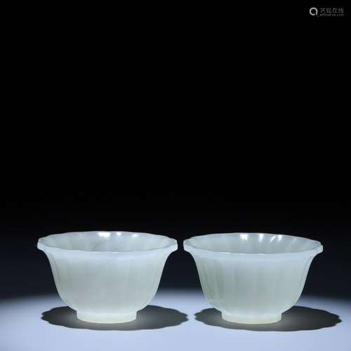 A pair of Hetian jade cups