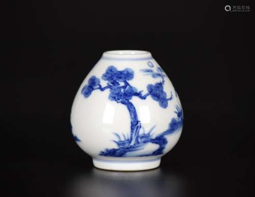 Blue and white character story chicken heart jar