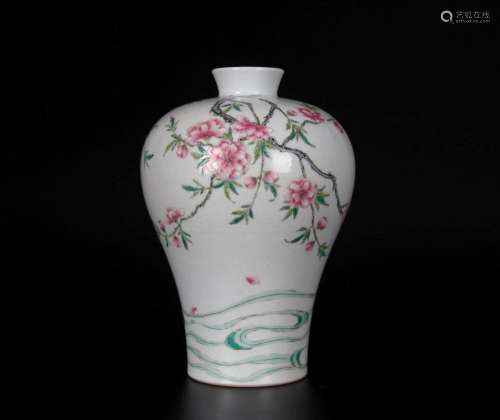 Pastel falling flowers and flowing water plum vase