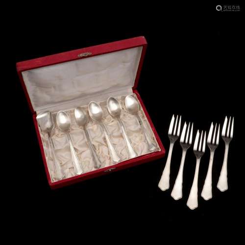Set of silver cutlery, topaz