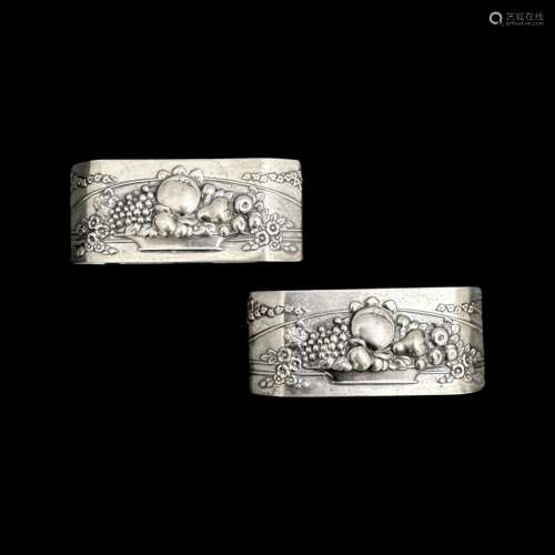 Pair of silver napkin rings, 'eagle'