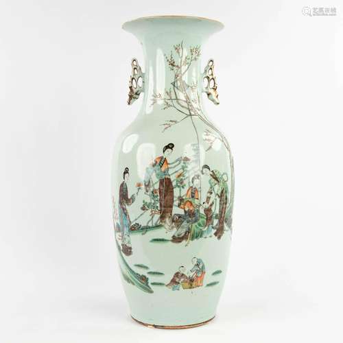 A Chinese vase, decor of Ladies in a garden. 19th/20th C. (H...