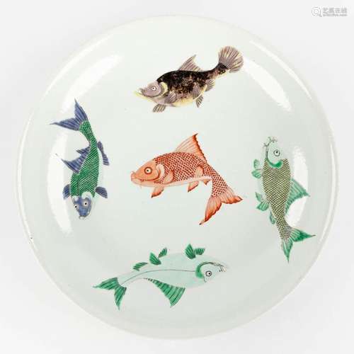 A large Chinese bowl decorated with koi, 19th C. (H:8 x D:40...