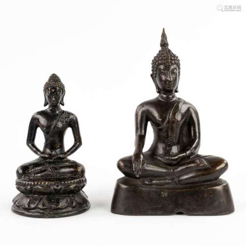 A Thai Sakiamuni and Chinese Medicinal Buddha, patinated bro...