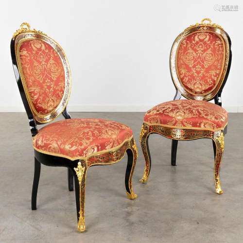 A pair of Chairs, Boulle technique, tortoise shell and coppe...