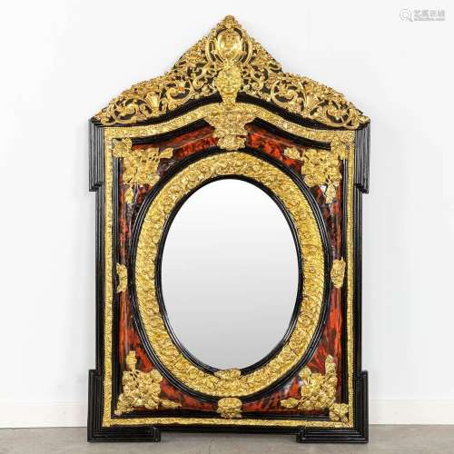 A mirror, tortoise shell and repousse copper, Napoleon 3, 19...