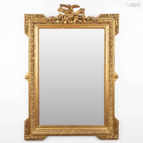 An antique mirror, gilt stucco. Circa 1900. (W:61 x H:114 cm...