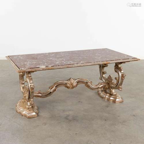 An Italian coffee table with a red marble top. 20th C. (D:62...