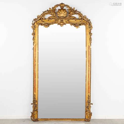 A large and antique mirror, gilt stucco in Louis XV style. 1...