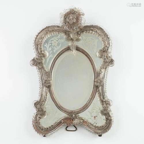 A table mirror, Venetian glass, circa 1900. (W:44 x H:67 cm)