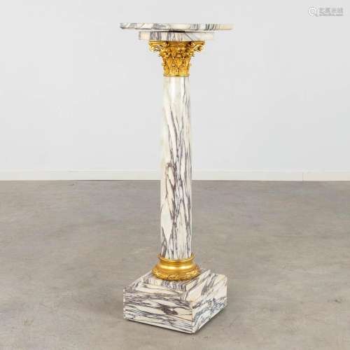 A Pedestal, marble mounted with gilt bronze, Corinthian. 19t...