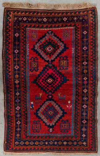 An Oriental hand-made carpet, Kazak. 1949. (D:230 x W:150 cm...
