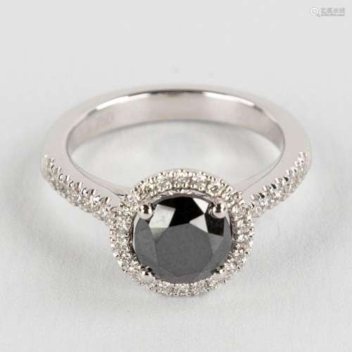 A ring, 18kt white gold with a black diamond, appr. 1.62ct a...