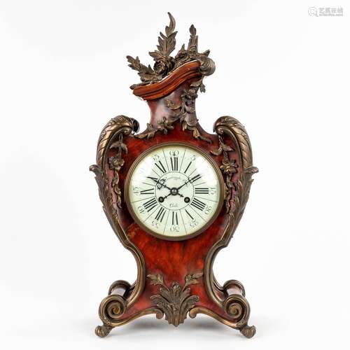 A mantle clock, tortoiseshell finished with gilt bronze in L...